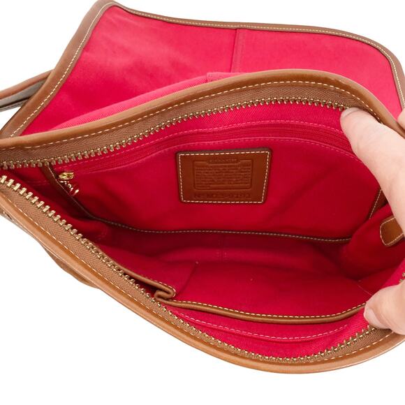 Coach Canvas Leather Cream Brown Bag - Picture 7 of 9